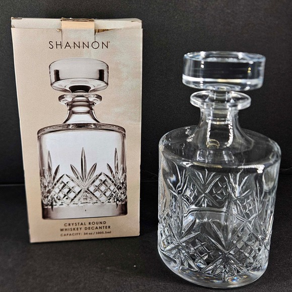 Shannon Godinger Crystal Whiskey Decanter w stopper New - Picture 2 of 5